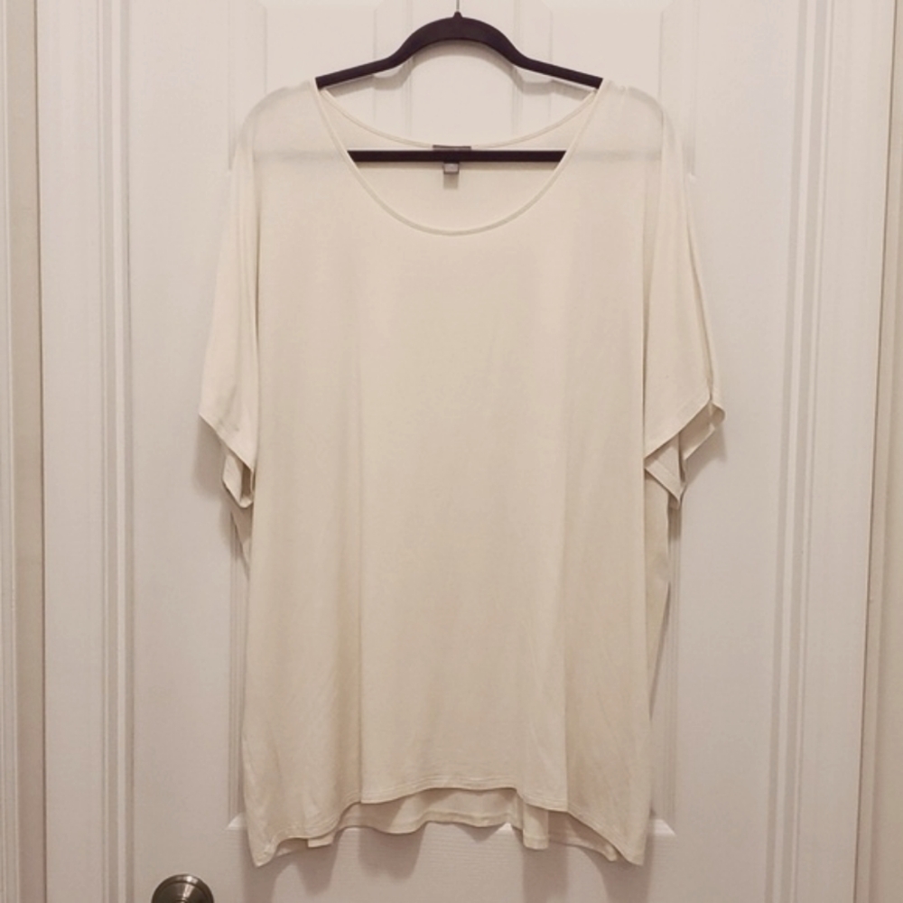 J. Jill Cream Short Sleeve Scoop Neck Tee